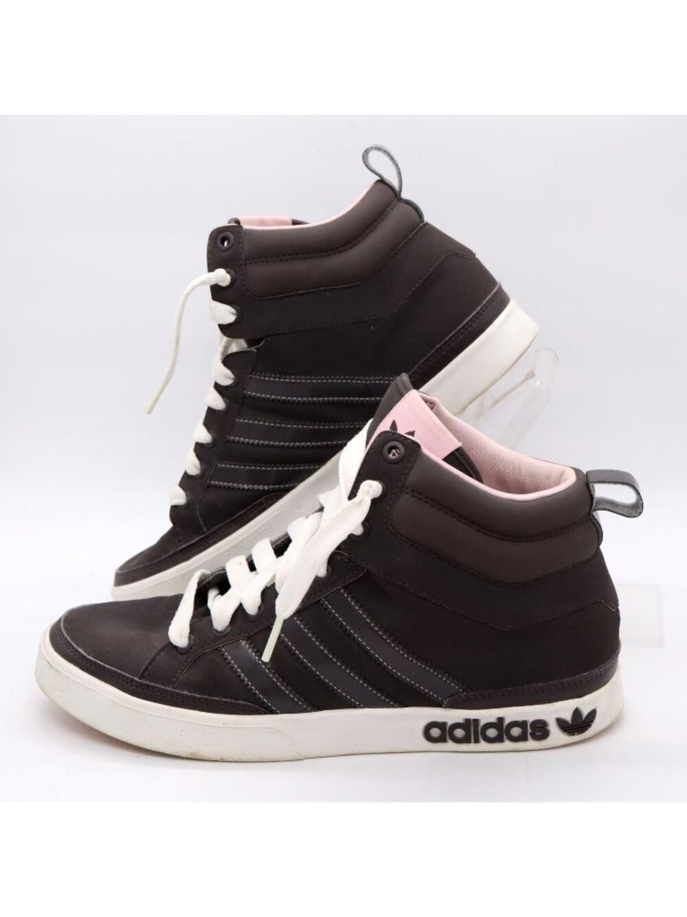Adidas High Court Womens Sz 8 HIgh Top Sneakers Gray Pink Shoes